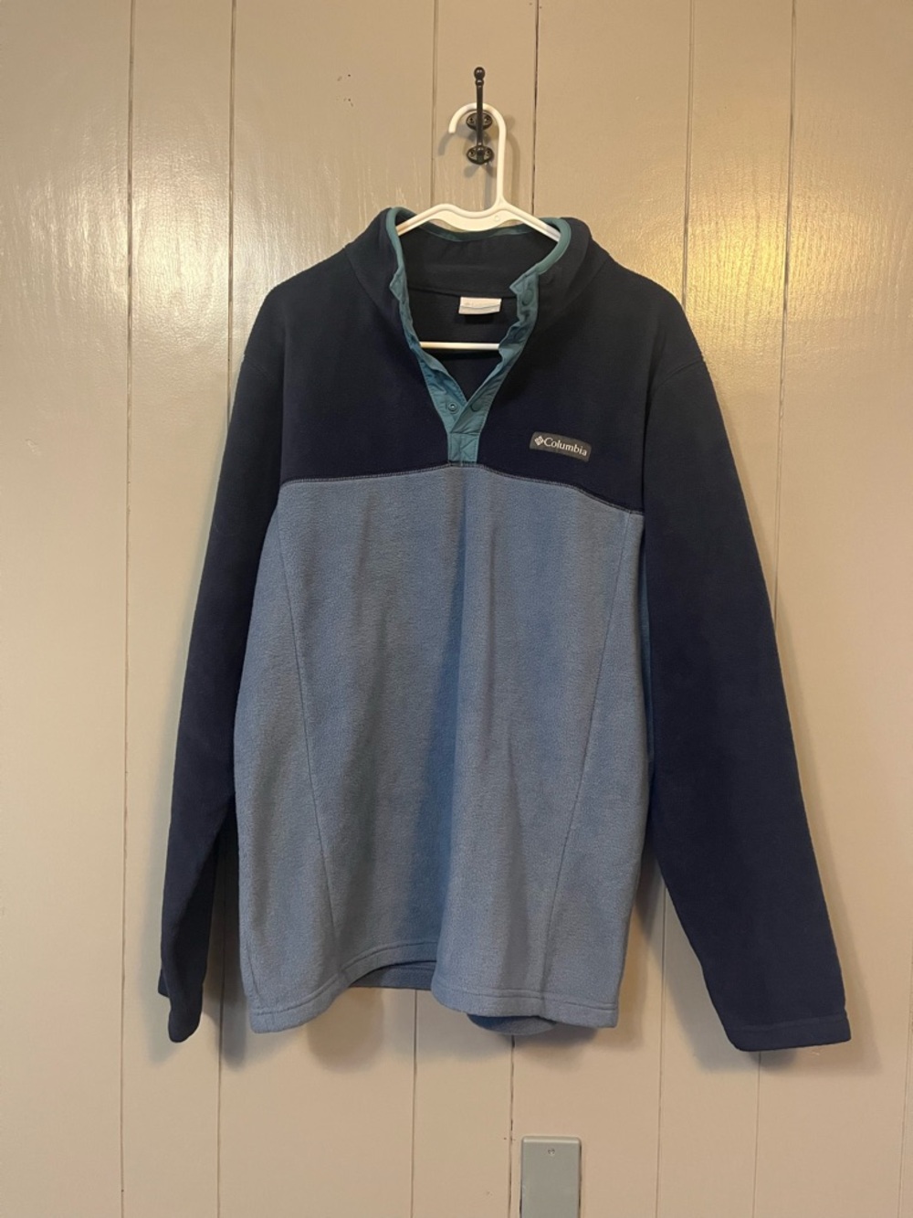 Columbia Blue Fleece Pullover Jacket Stand-Up Collar Cozy Men's Size M